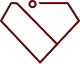 A geometric heart shape outlined in dark red with a small dot above it on a white background.